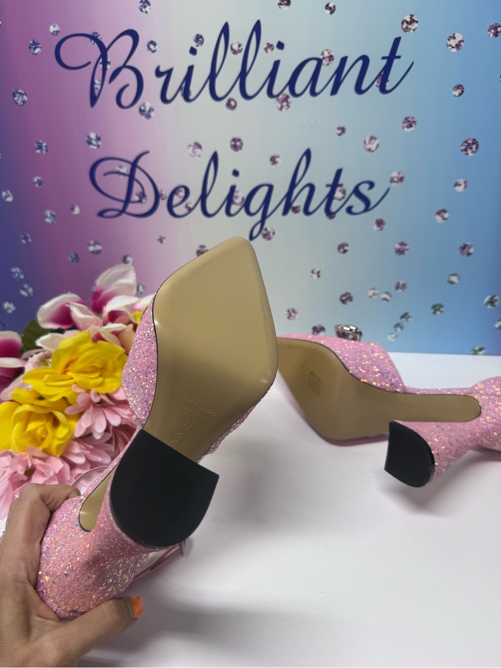 💖ONLY HERE $1400 MACH Y MACH GLITTER BOW HEELS PINK - Picture 12 of 15